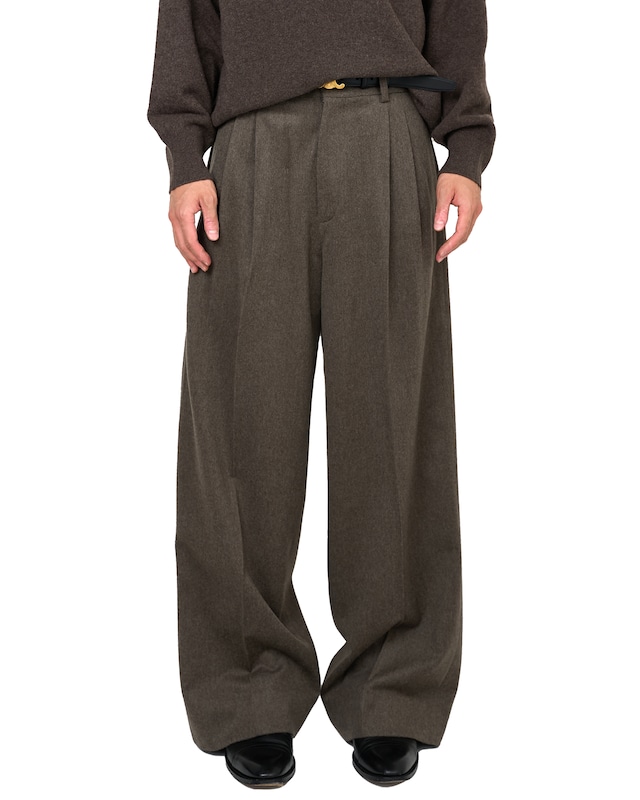 ssstein " WOOL DOESKIN LONG WIDE TROUSERS〔TAUPE〕"