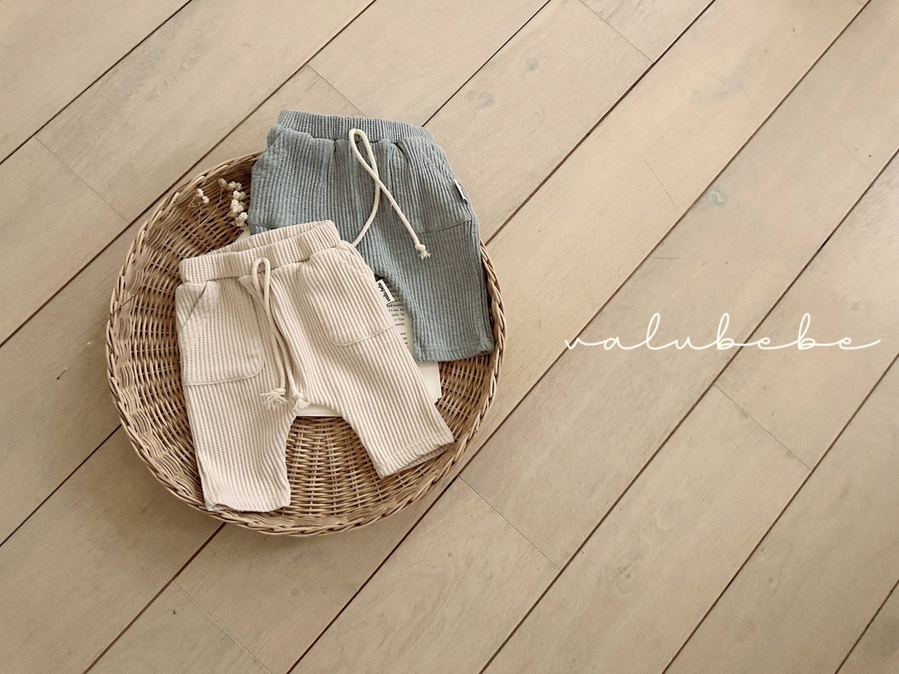 【valu bebe】 ワイドワッフルバギーパンツ／メランジグレー（70〜90cm） - 10
