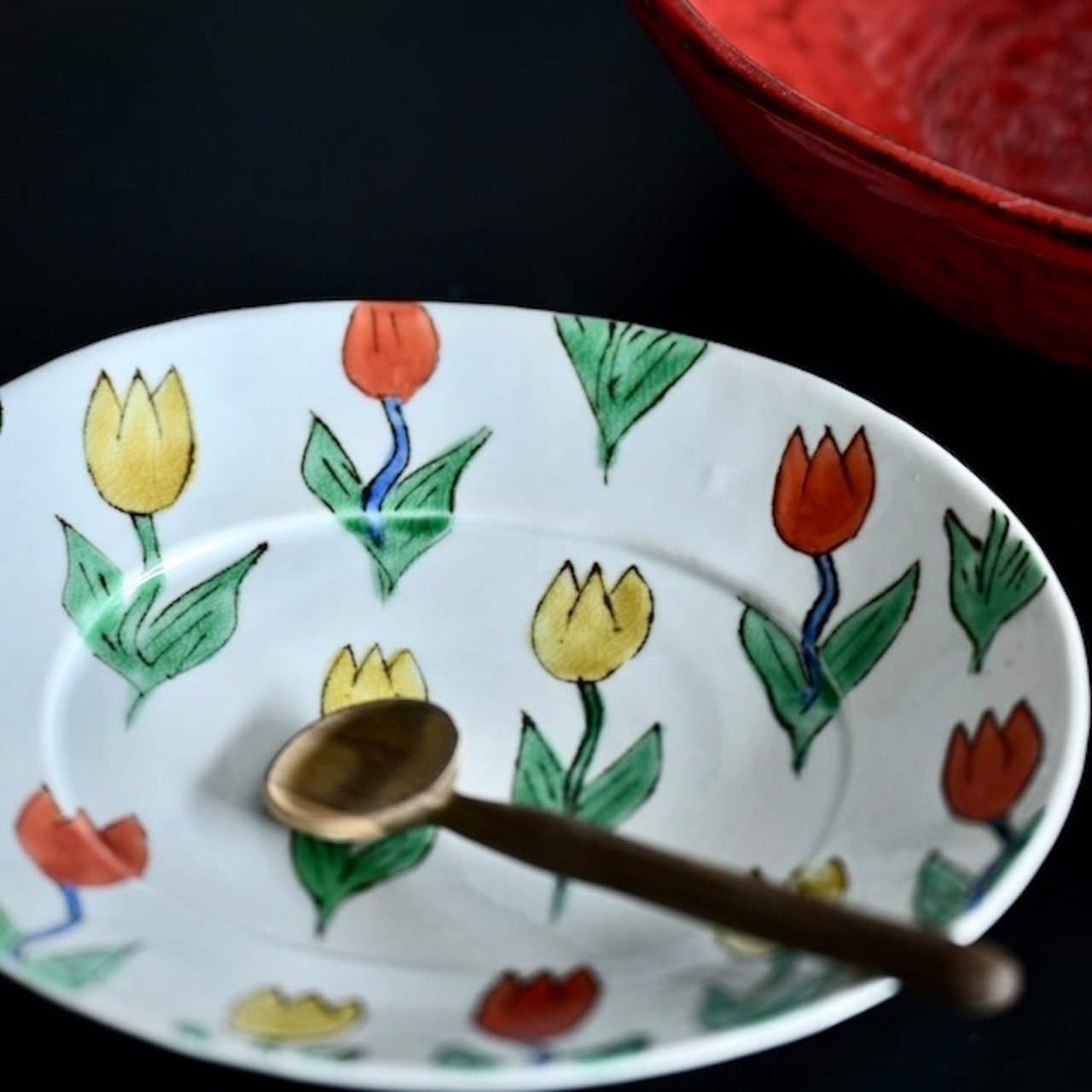 村田菜穂美作 楕円リムプレート「チューリップ」/ 2104130001543