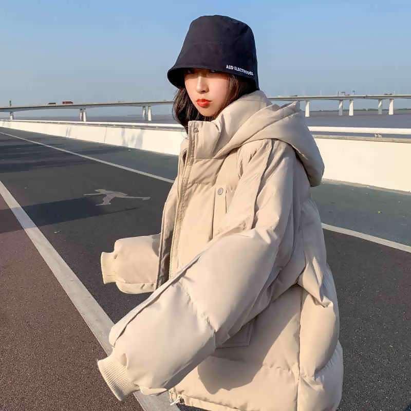 防寒バッチリ ダウンジャケット アウター 中綿 フード付き オーバーサイズ ダボかわ 韓国っぽ カジュアル シンプル メンズライク 着回し Lamitte Deco トレンド 韓国ファッション ショップ Base店