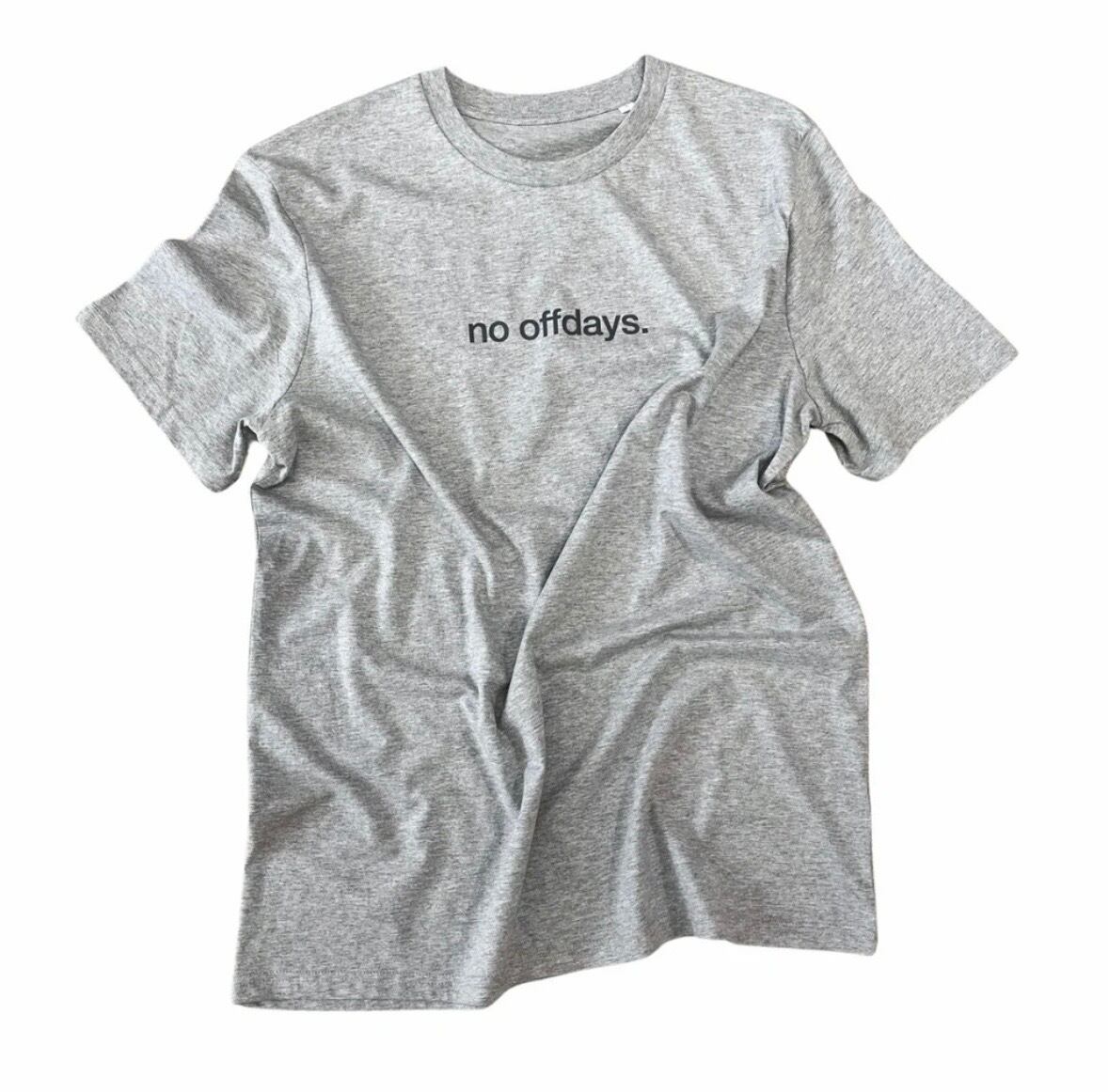 4T2 "no offdays." tee col.heather grey.