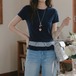 裾チェック柄フリルトップス ・11091
