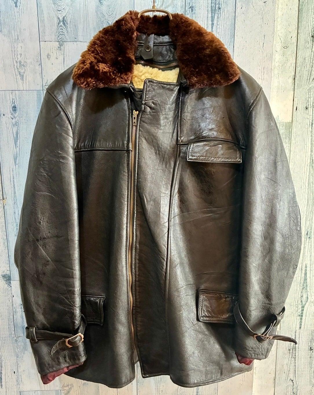 ユーロヴィンテージ レザージャケット エクレールジップ 50s60s フランス ユーロヴィンテージ レザージャケット エクレールジップ 50s60s