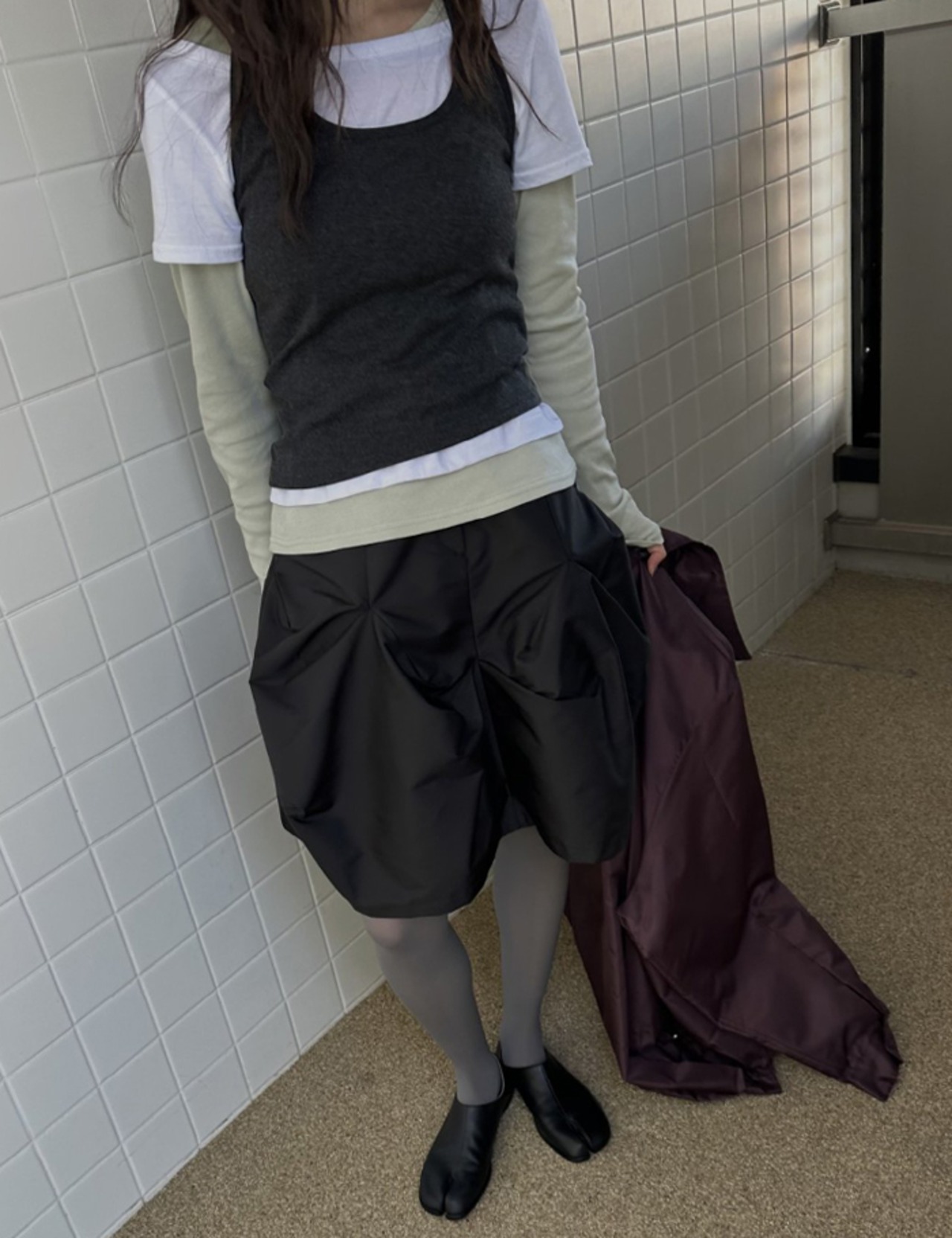 【新作5％OFF・3日間】Premium-Nylon Bubble Skirt_2colors