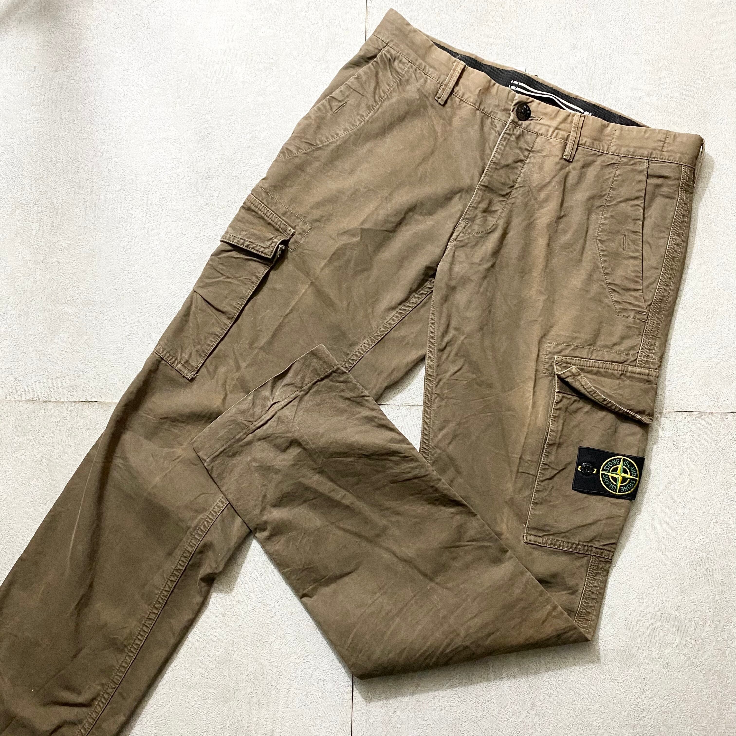 STONE ISLAND brown color cotton cargo pants | NOIR ONLINE