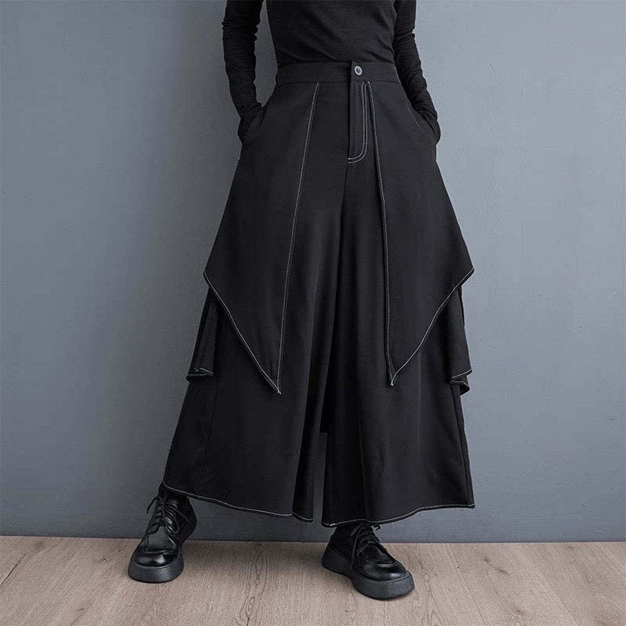 Irregular-Drape Wide-Leg Culottes(MT1690)