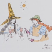 < Riie ／ ワカイリエ > ドローイング原画「今日はお祝いです」