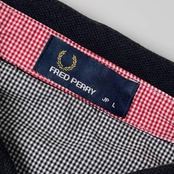 FRED PERRY フレッドペリー ワンポイント 切替チェック 鹿の子 半袖 ポロシャツ L/ブラック メンズ