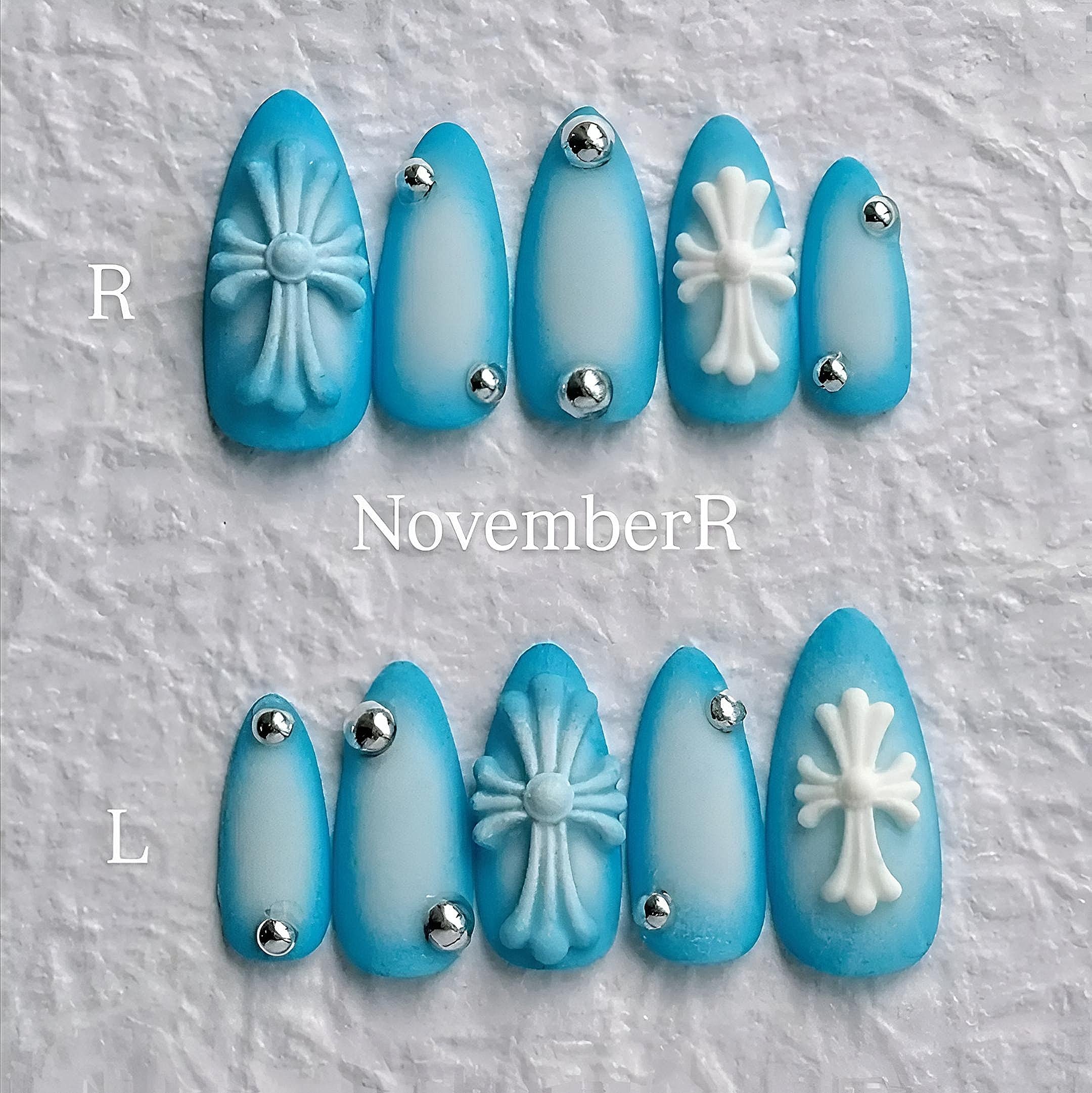 LA893☆デニム×クロスネイルチップ | NovemberR 〰️ネイルチップ販売〰️