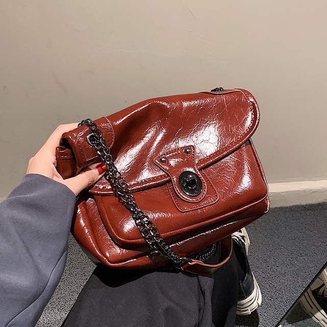 オータムウィンタースタンダードチェーン レトロ 秋物 冬物 スクウェア メッセンジャーバッグ 手作りハンドバック24846892725