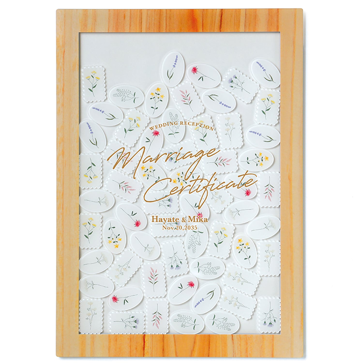 お急ぎ リトルフラワー アクリル ドロップス 人前式結婚証明書 60名様