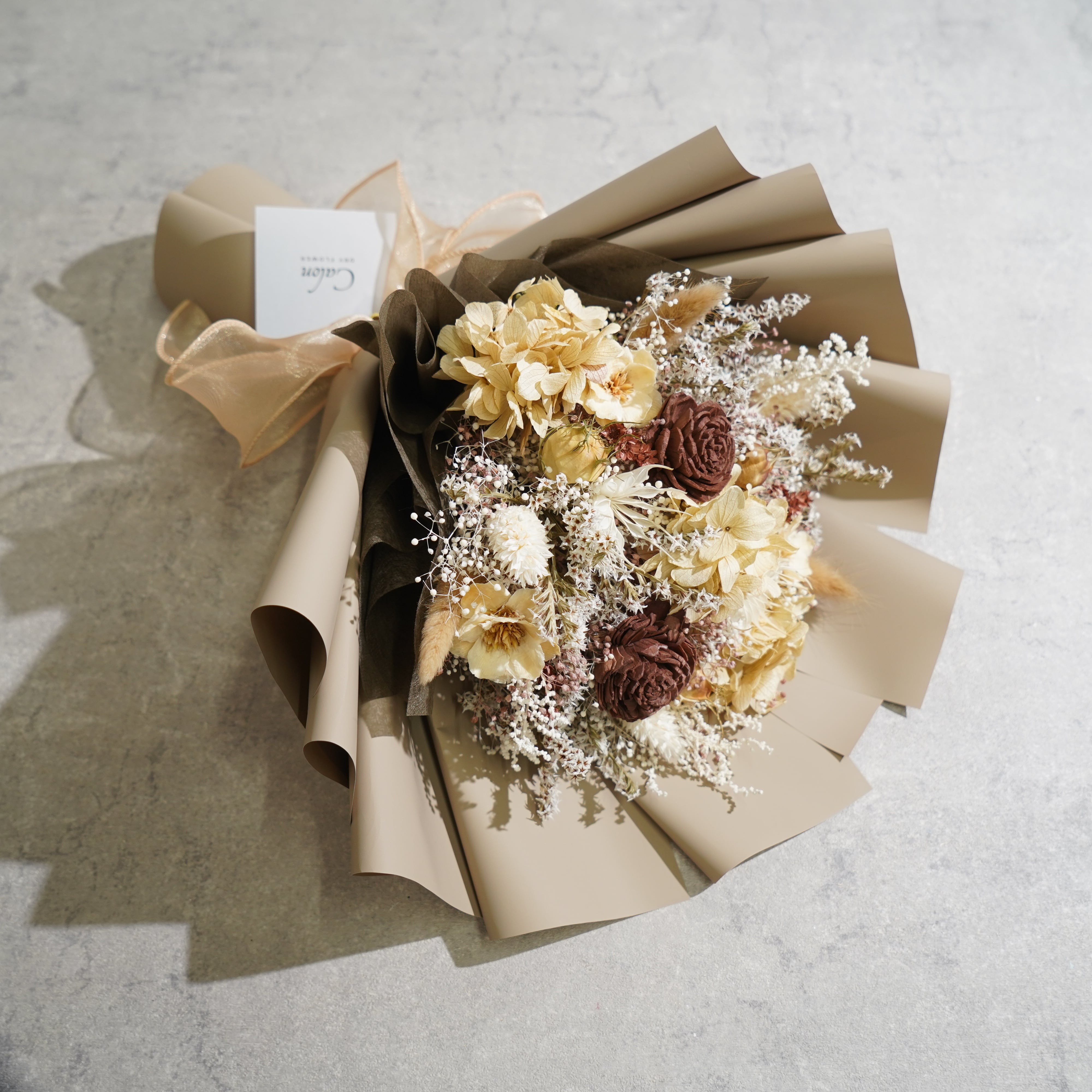 ドライフラワーの花束 Mサイズ ベージュ M-435≪限定1点≫
