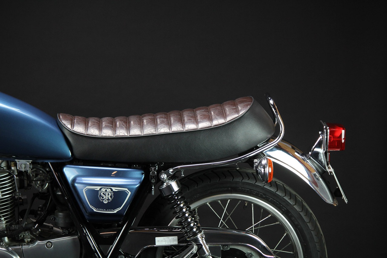 (Custom model)・GOODSEAT "SLENDER" Tuckroll (LEATHER BR/BK) SR400 (78-08YEAR)