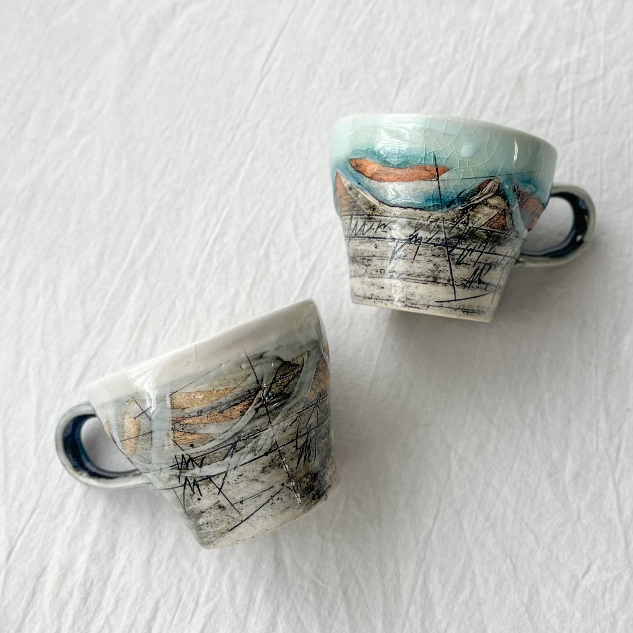 線刻カップ＆ソーサー【白色】 | Kamani | 多治見で営む 美濃焼器のWeb