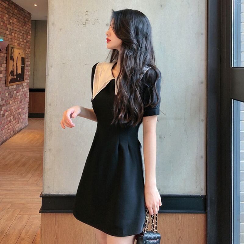 人形の襟のウエストの夏バージョンは薄いヘップバーン半袖野生気質の女神ドレス2020新しいトレンドでした YY-ファッション98506590427