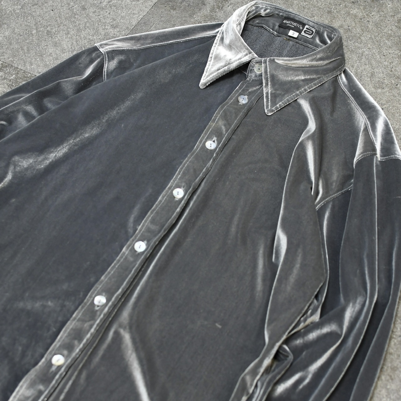 metallic silver velour shirt