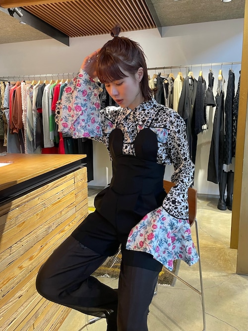 【24SS】FETICO フェティコ / FLOWER PRINT PANELED SHIRT