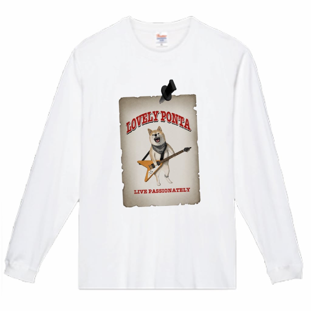 ギターぽん太/ロンT/白