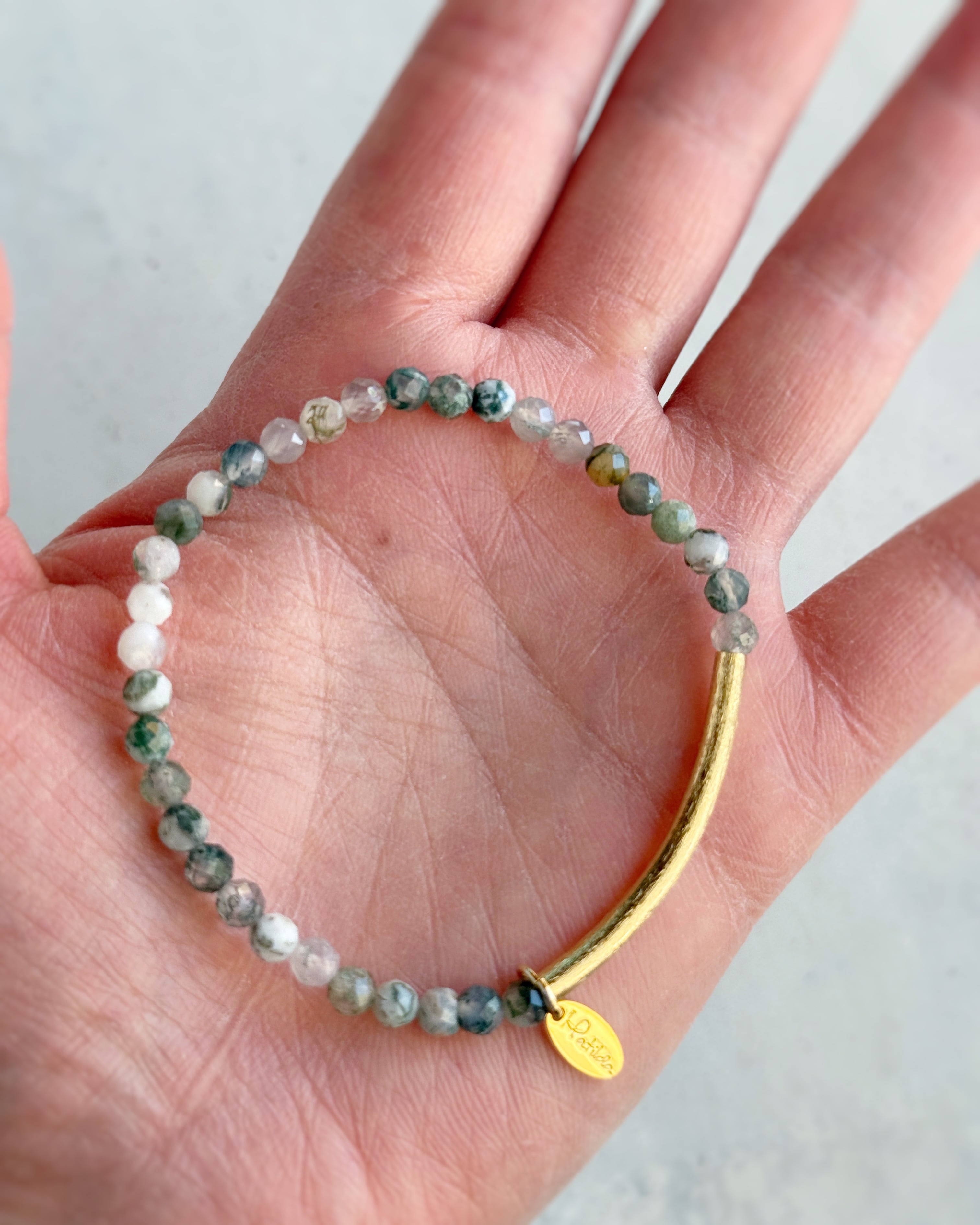 Tube & stone bracelet(モスアゲート)