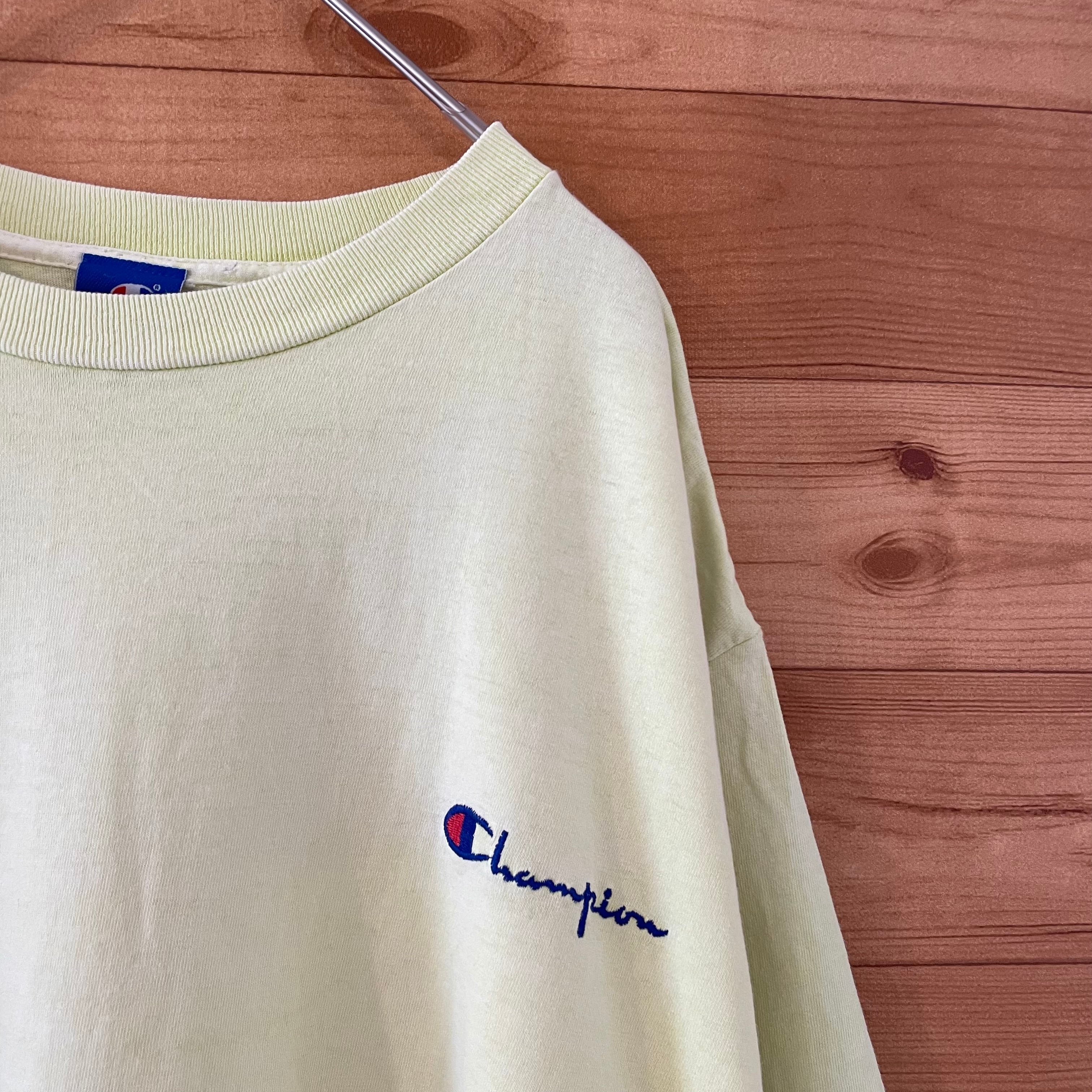 champion】90s USA製 青タグ Tシャツ 刺繍ロゴ L ビンテージ オールドT