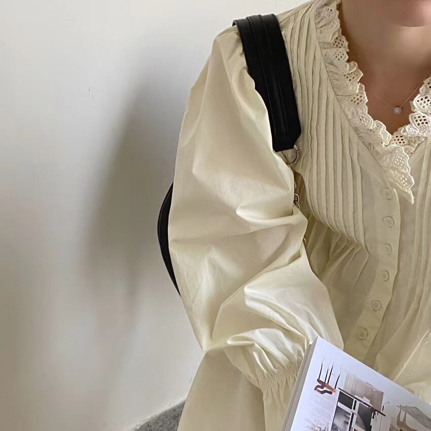 ピンタック　フリルブラウスワンピース　AJ22263-B06