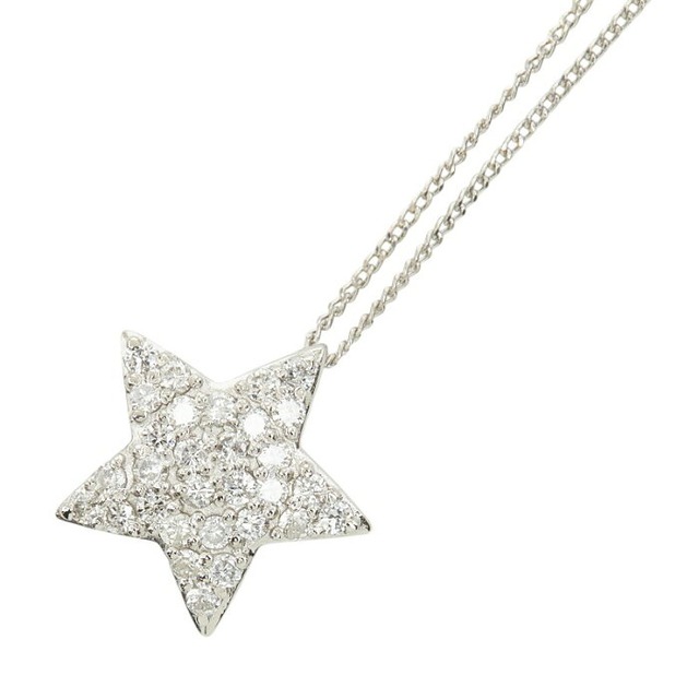 Pt900 プラチナ Pt850 プラチナ ダイヤ0.30ct スターモチーフ ペンダント ネックレス レディース 【中古】