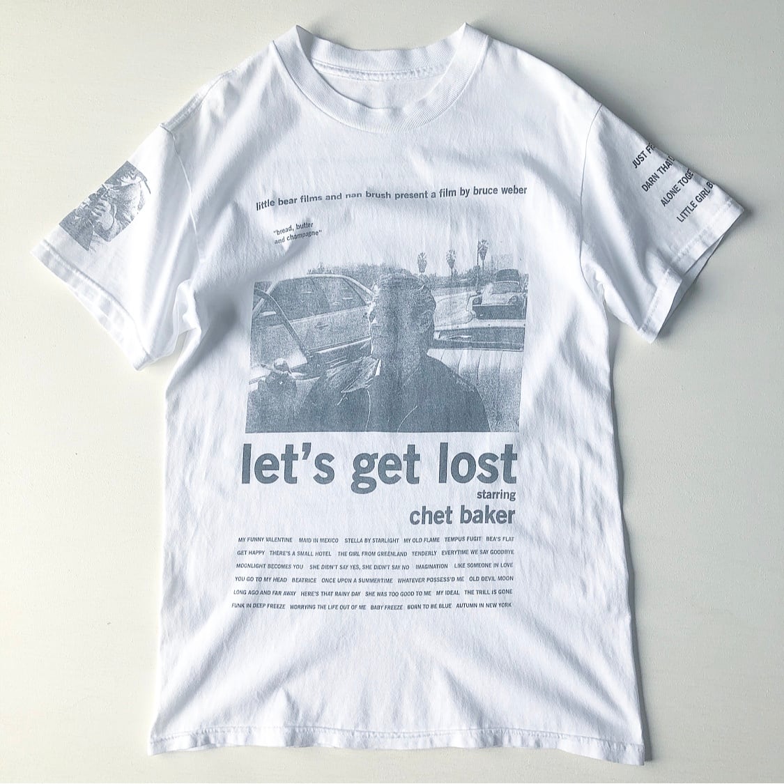 00ｓ　BRUCE WEBER let's get lost Tシャツ　白　表記(なし) 実寸 M位 | niche (ニッチ) powered by  BASE