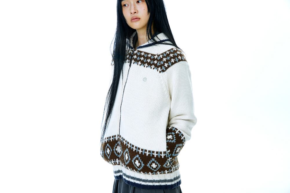 トップス coyseio MOSSY COWICHAN KNIT JACKET COYSEIO] MOSSY COWICHAN KNIT JACKET IVORY 正規品 韓国ブランド 韓国