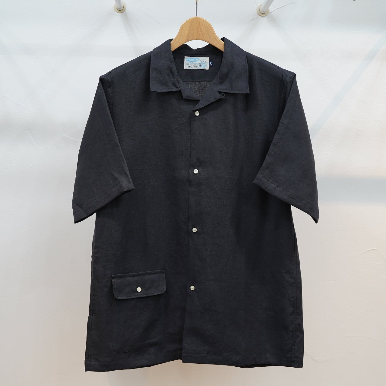 Workers(ワーカーズ) オープンカラー半袖シャツ ブラックリネン