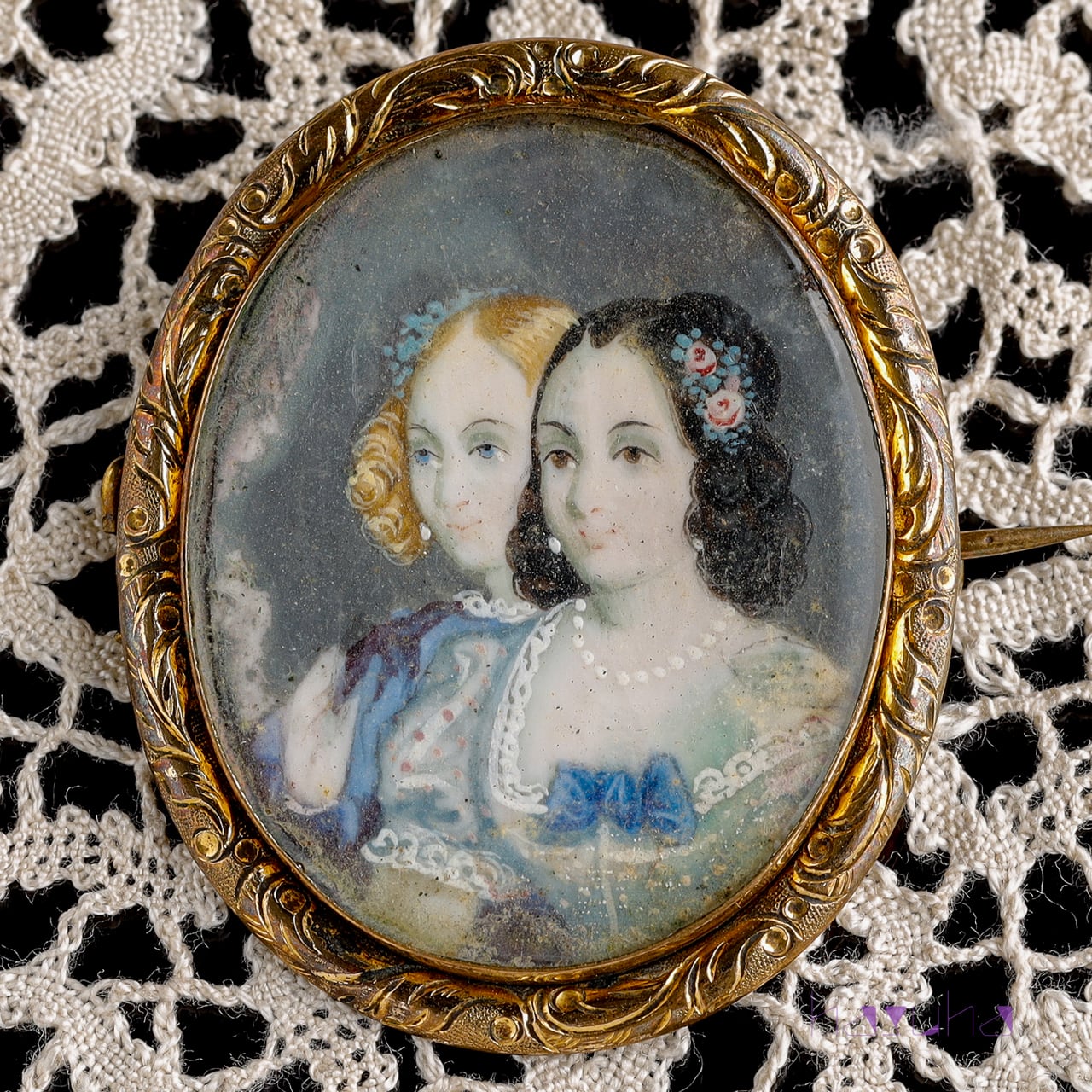 アンティーク ミニアチュール ゴールドプレート コッパー オーバル