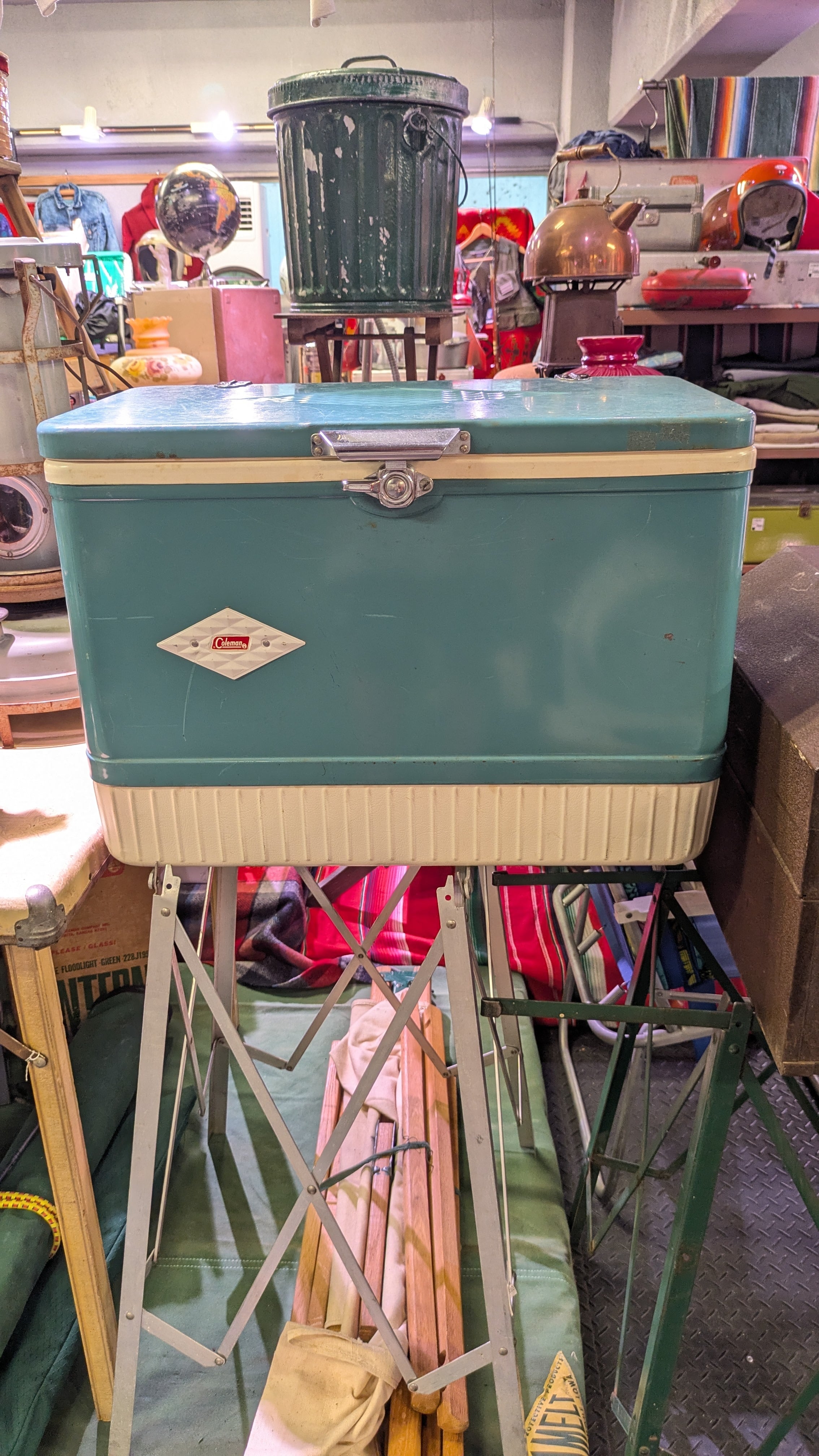 Vintage Coleman CoolerBox DiamondLogo SteelBelt Blue ビンテージ