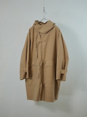 METHO - Front-Open Hooded Coat :Beige|コットンシルク/紐留めフロント/ワークポケット
