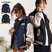 ◆ロゴ刺繍 オーバーサイズ デニムスタジャン◆ms-0055-313