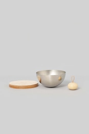 _Fot - bowl L :natural|レザー蓋付きステンレスボウル/ウッドボール付属/アロマ用オブジェ/小物入れ/日本製