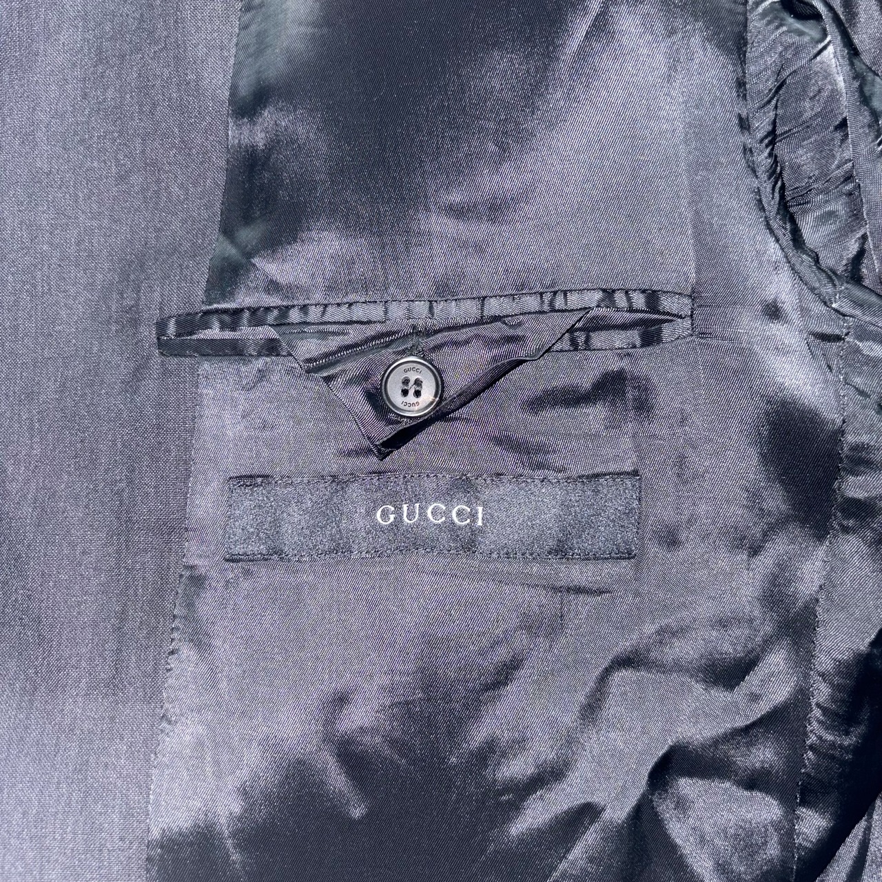 GUCCI charcoal gray wool single suits set-up