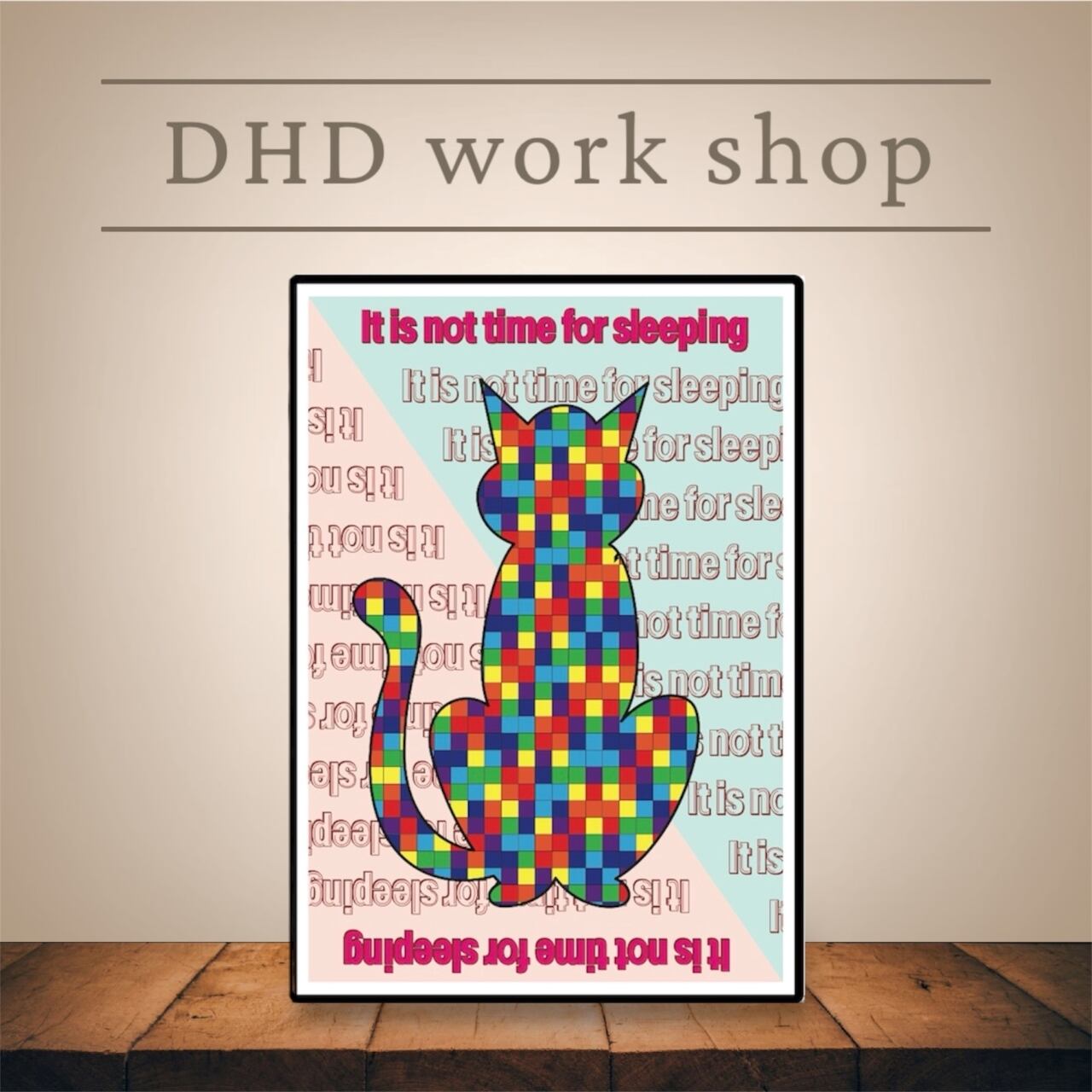 DHD(M)017【フレーム付きインテリアポスターA2 ネコ】