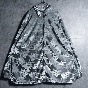 Black & Silver Botanical Design Velor Shirt