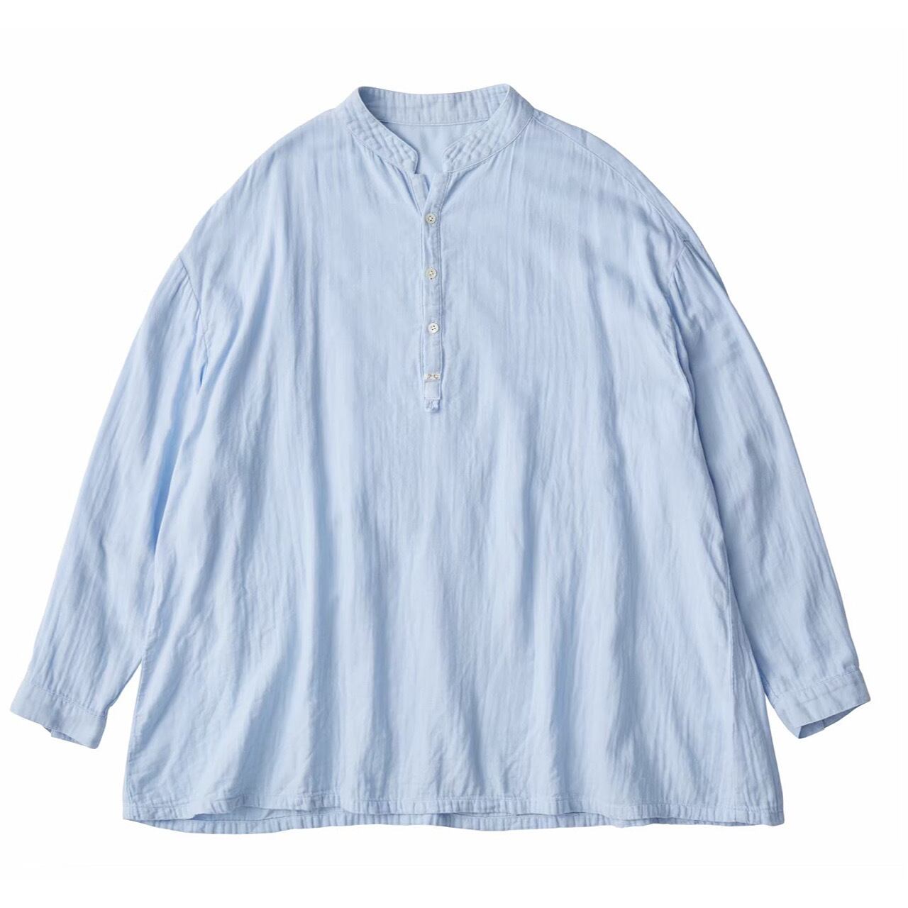 SUVIN GOLD GAUZE STAND COLLAR LONG SMOCK SHIRT | 【OFFICIAL 