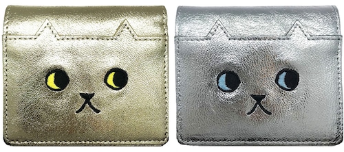 本革お財布　2つ折りWalking Cat Wallet （箱付き） メタリックカラー