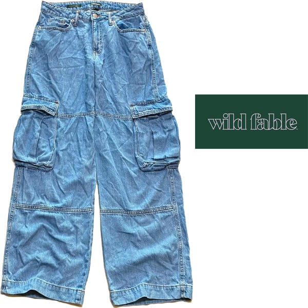 1点物◇デニムカーゴパンツWild Fableワイドバギージーンズ古着メンズ