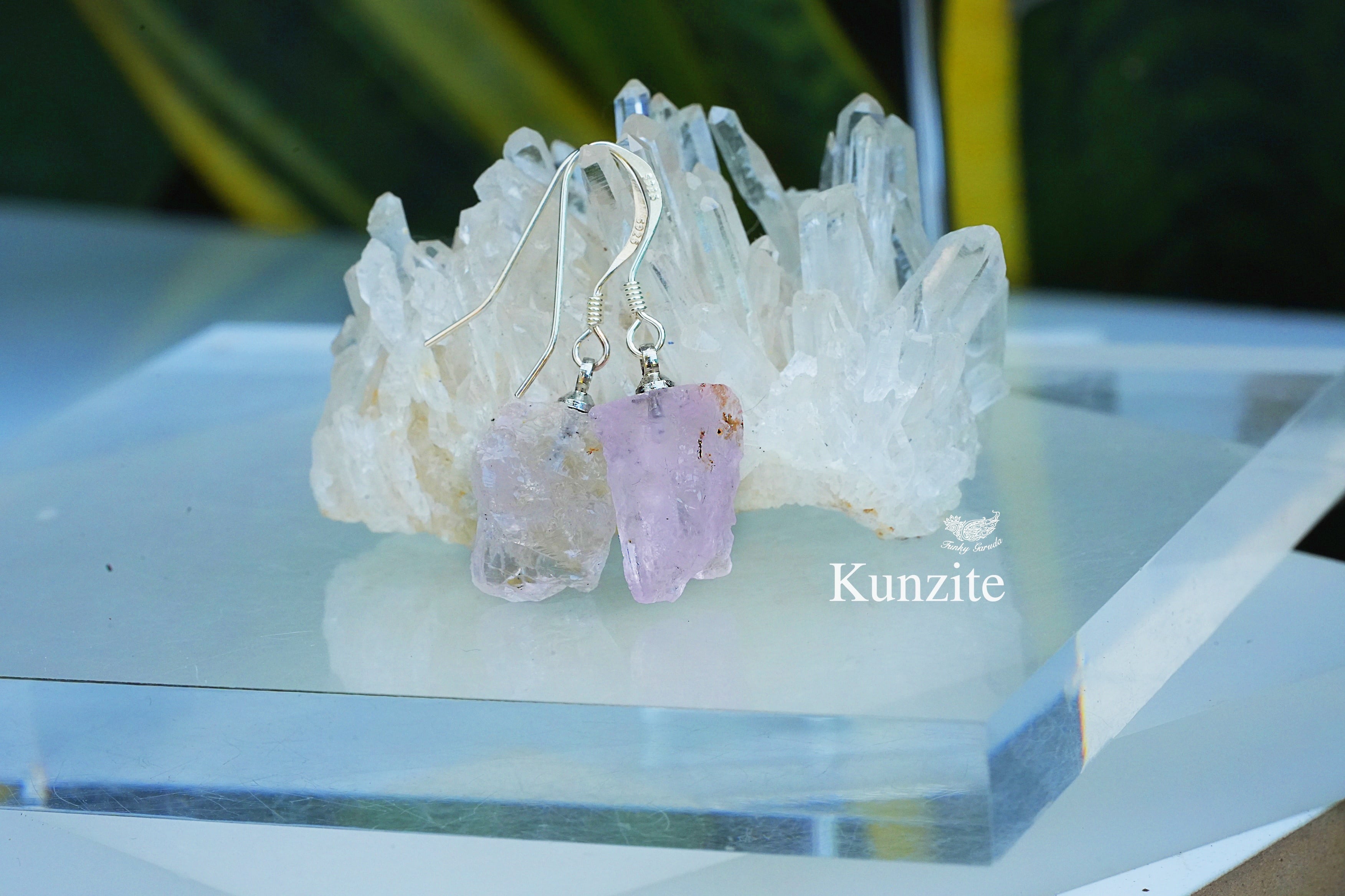 クンツァイト原石 シルバーピアス1302