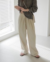 Drawstring Wide Leg Full Length Pants　L0020