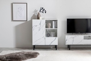 【幅72cm】Ellis 大理石柄キャビネット