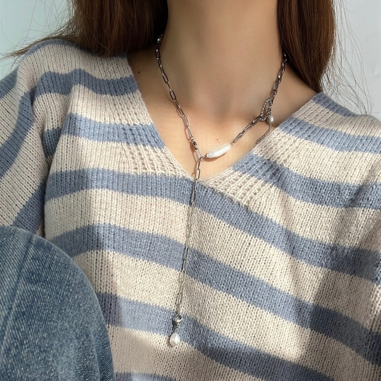 [2〜3way] バロックパール ロングネックレス ［SSN060］