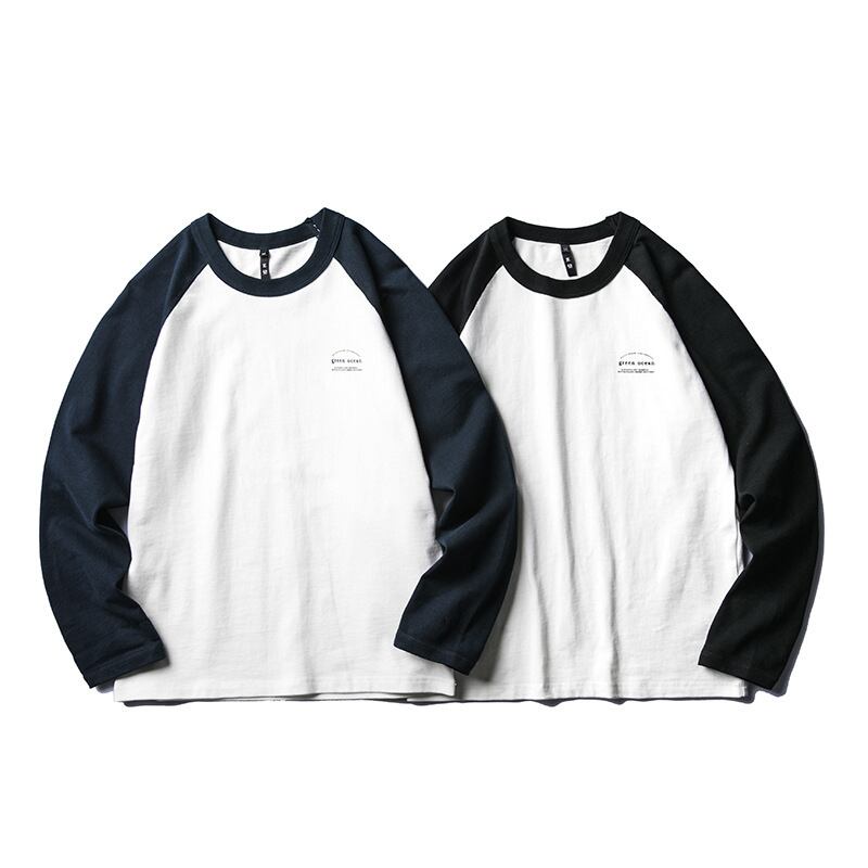Road Vintage SpringeseコントラストカラーステッチラウンドネックセーターメンズシンプルベースTシャツメンズ-アリババ スプリング 春物 Oネック ビンテージ hip6-161133394489028