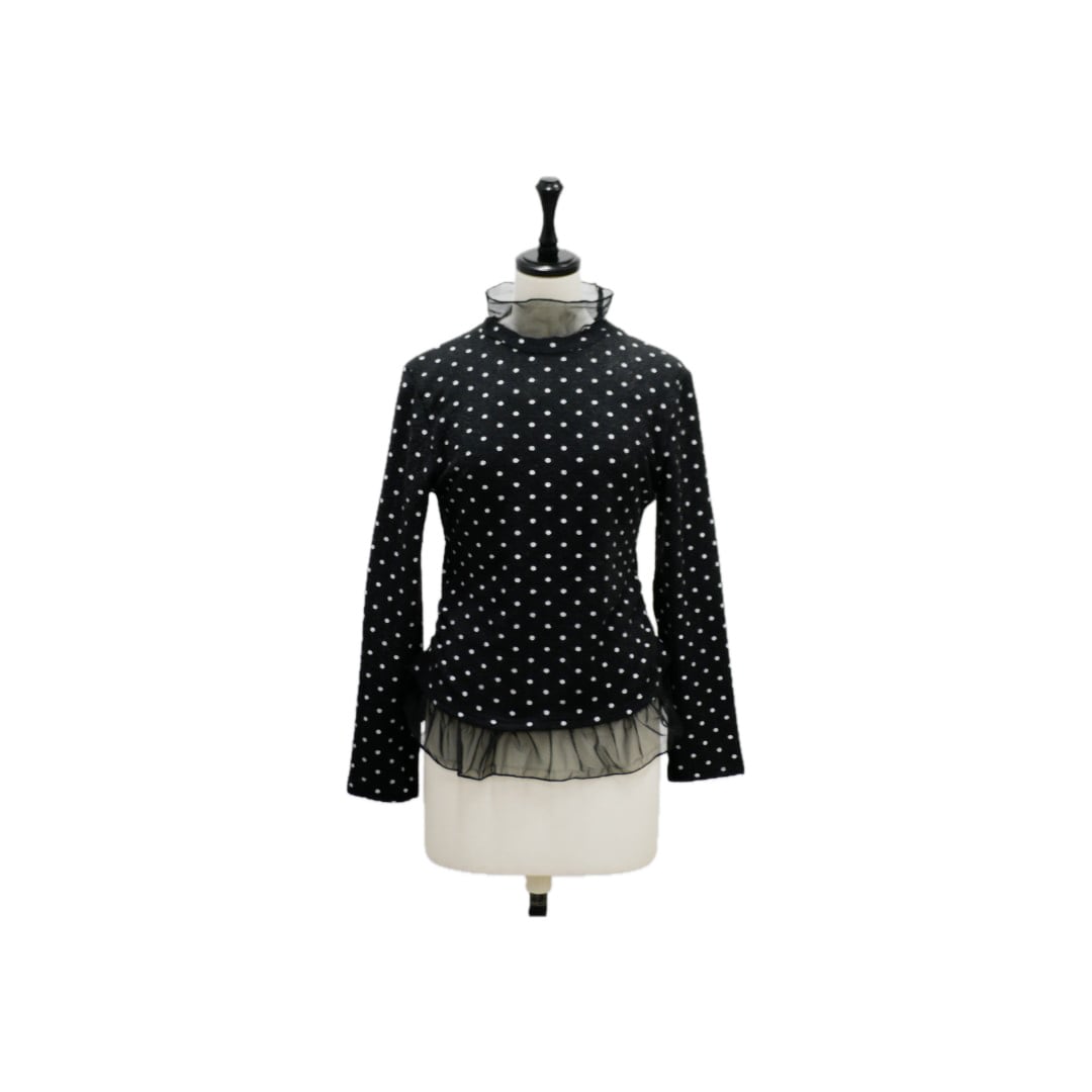 Dot sheer frill design pullover