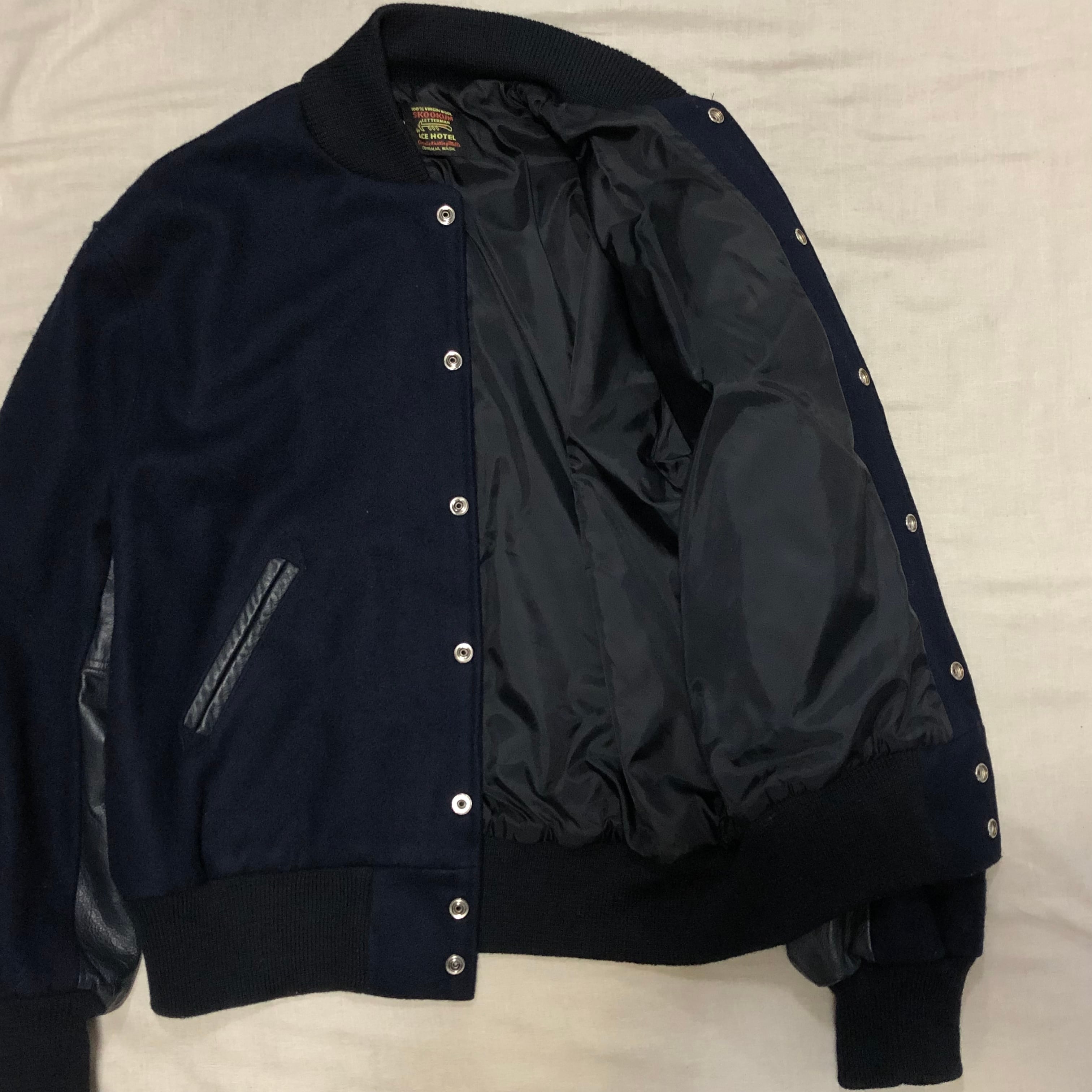 SKOOKUM LETTERMAN for ACE HOTEL スタジアムジャンパー ネイビー NAVY 42 エースホテル スクーカム