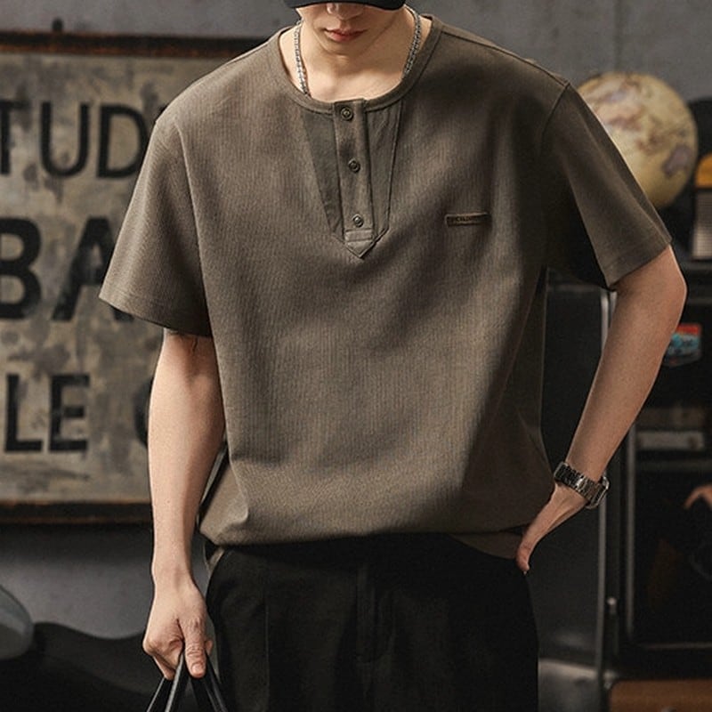 フロントボタン 半袖Tシャツ D0124