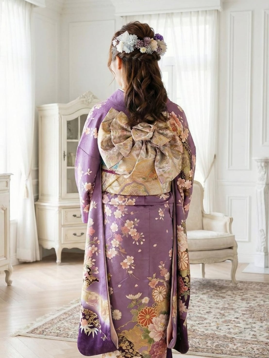 【シフォンフラワー髪飾髪飾り ライトブルー】 成人式 卒業式 結婚式 k-0090