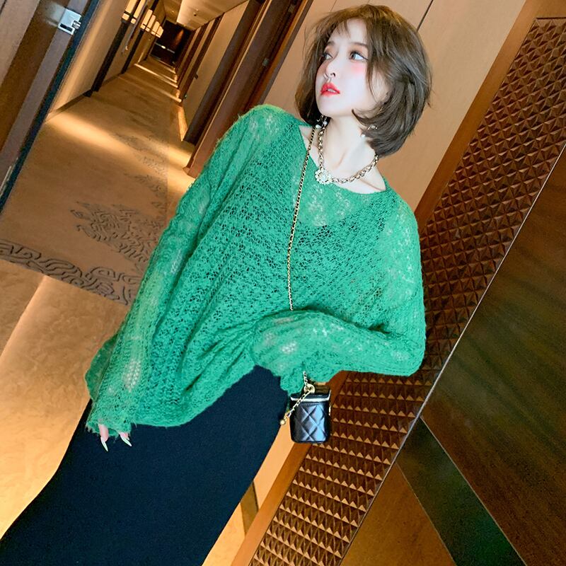 スタイルニットラウンドネックルーズソリッド カラーセーター オータム 秋物 Oネック ソリッドカラー MIUCO99345921428